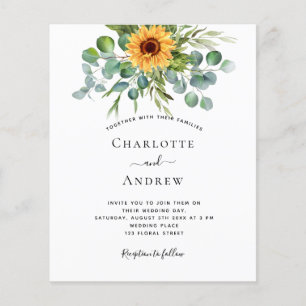 Wedding sunflowers eucalyptus dusty blue budget flyer