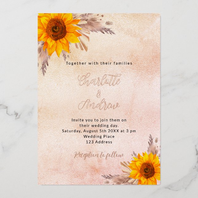 Wedding sunflowers pampas grass blush floral fall (Front)