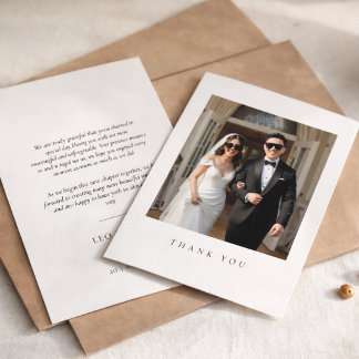Wedding Sunglasses Photo Thank You Card