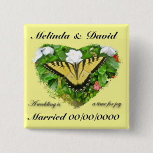 Wedding Swallowtail Butterfly Items 2 Inch Square Button