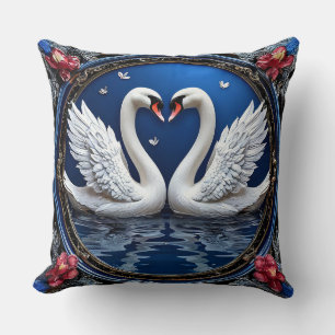 Wedding Swans elegant and contemporary Throw Pillow
