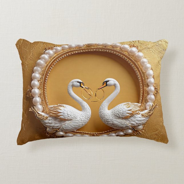 Wedding Swans Emotional Love Theme Accent Pillow (Front)