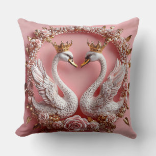 Wedding Swans Gold Pearl Wedding Love Throw Pillow