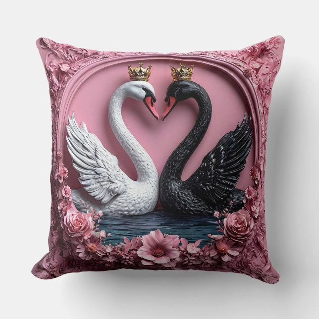 Wedding Swans modern home gift Throw Pillow (Front)