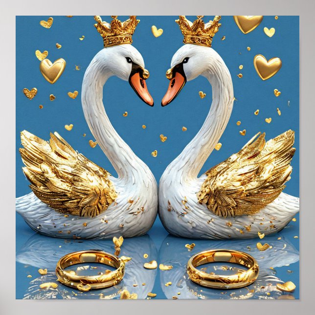 Wedding Swans Romantic Scene 🦢💖☁️✨ Poster (Front)