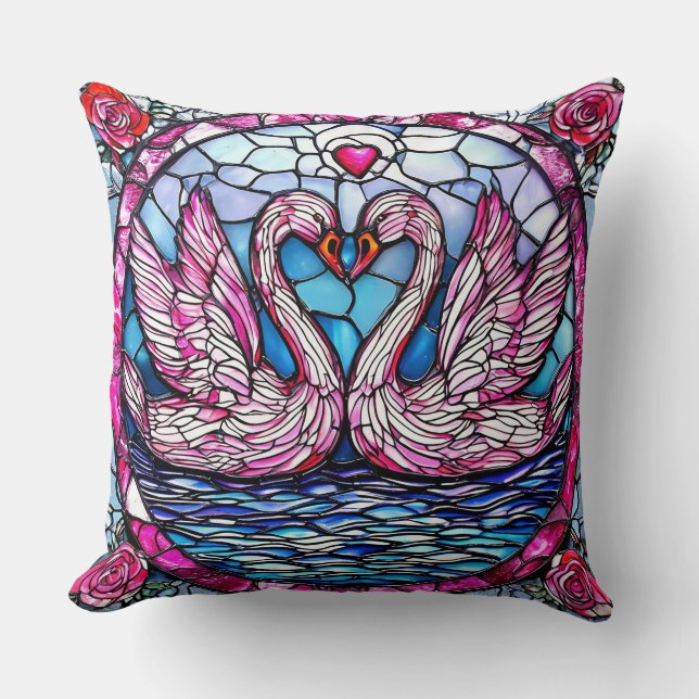 Wedding Swans Throw Pillow (Front)