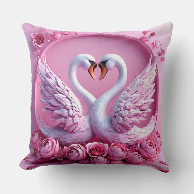 Wedding Swans Throw Pillow (Front)