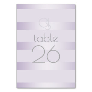 Wedding Table Card Lilac Shimmer Stripe Monogram