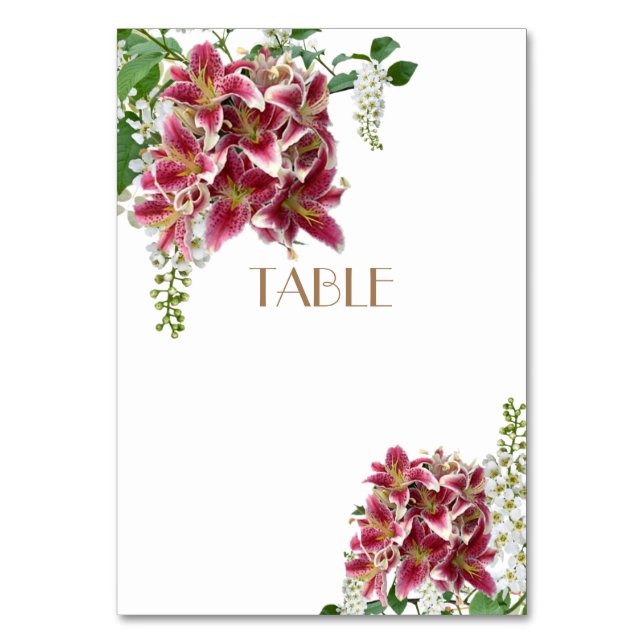 Wedding Table Card Stargazer Floral (Front)