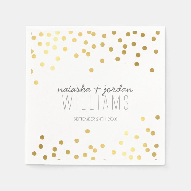 WEDDING TABLE DECOR cute confetti spots gold grey Napkin (Front)