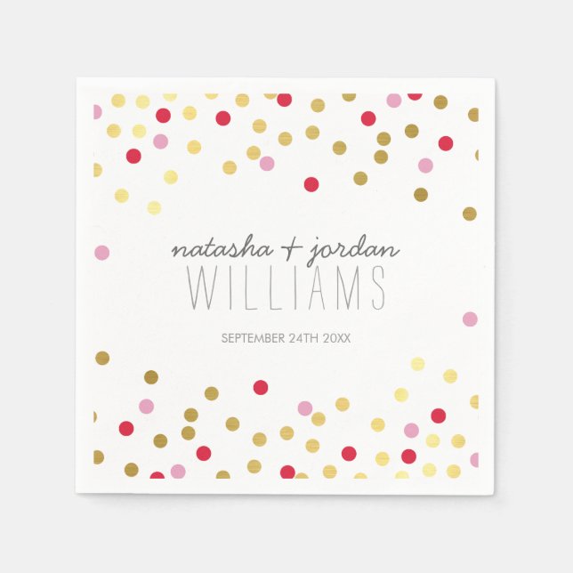 WEDDING TABLE DECOR cute confetti spots gold red Napkin (Front)