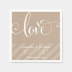 WEDDING TABLE DECOR elegant script type love kraft Napkin