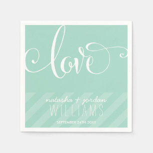 WEDDING TABLE DECOR elegant script type love mint Napkin