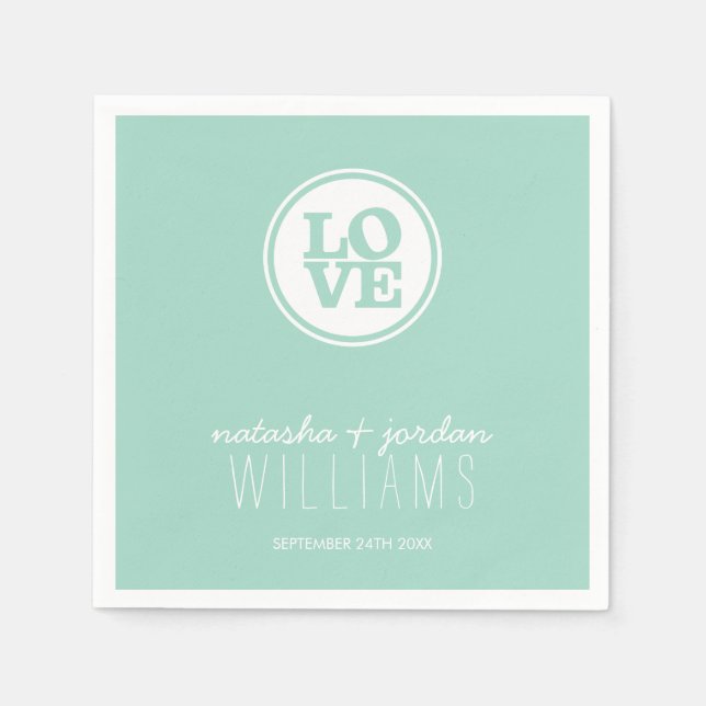 WEDDING TABLE DECOR love spot typography cool mint Napkin (Front)