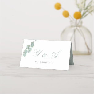 Wedding Table Green Eucalyptus Marble Elegant Place Card