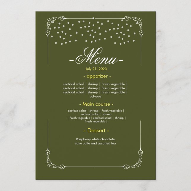 Wedding Table Menu Flat Menu  (Front)