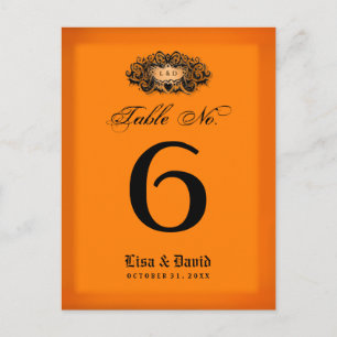 Wedding Table No. Cards - Halloween Orange & Black