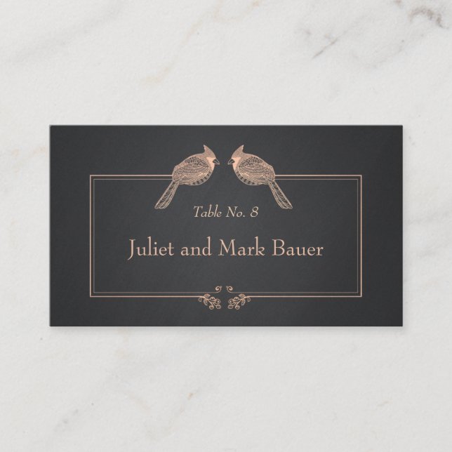 Wedding Table Number Birds Black Chalkboard Place Card (Front)