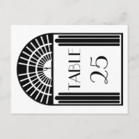 Wedding Table Number Black & White Art Deco Style