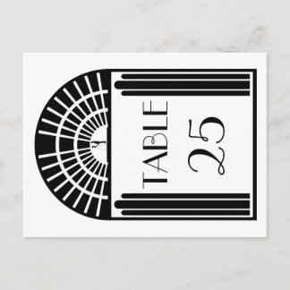 Wedding Table Number Black & White Art Deco Style Postcard