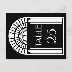Wedding Table Number Black & White Art Deco Style Postcard