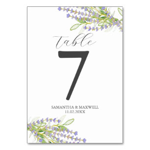 Wedding Table Number Botanical Lavender