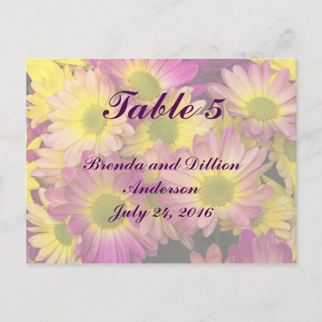 Wedding Table Number Card (Front)