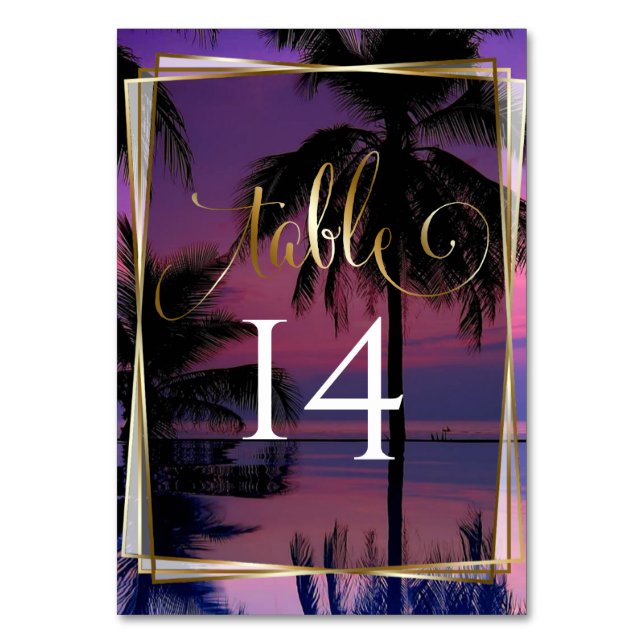 Wedding Table Number Card | Exotic Tropical Night (Front)