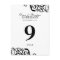 Wedding table number card party reception B&W