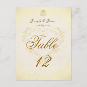 Wedding Table Number Card Vintage Parchment Paper
