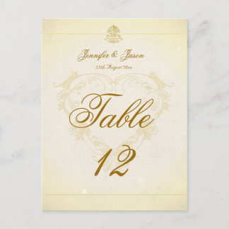 Wedding Table Number Card Vintage Parchment Paper