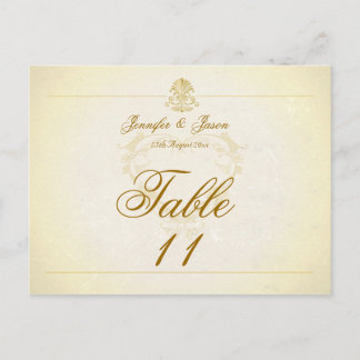 Wedding Table Number Card Vintage Parchment Paper