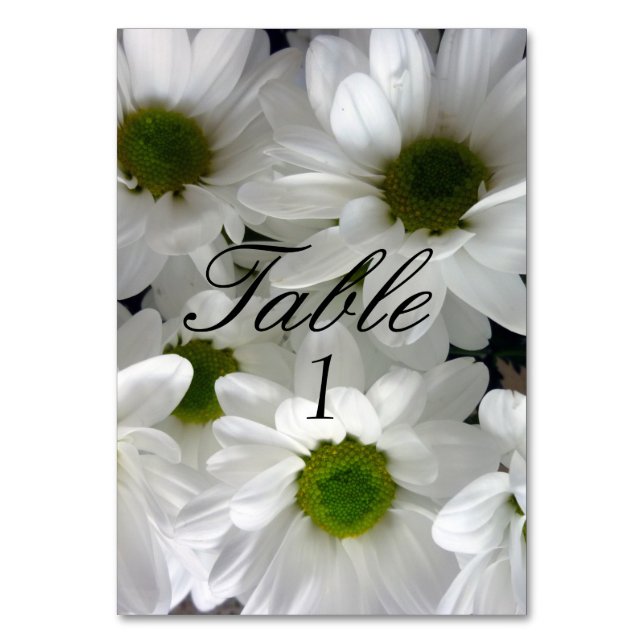 Wedding Table Number Card White Daisy Flower (Back)