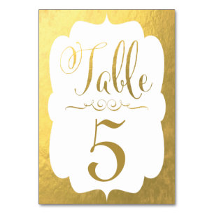 Wedding Table Number Cards Gold Foil Personalized