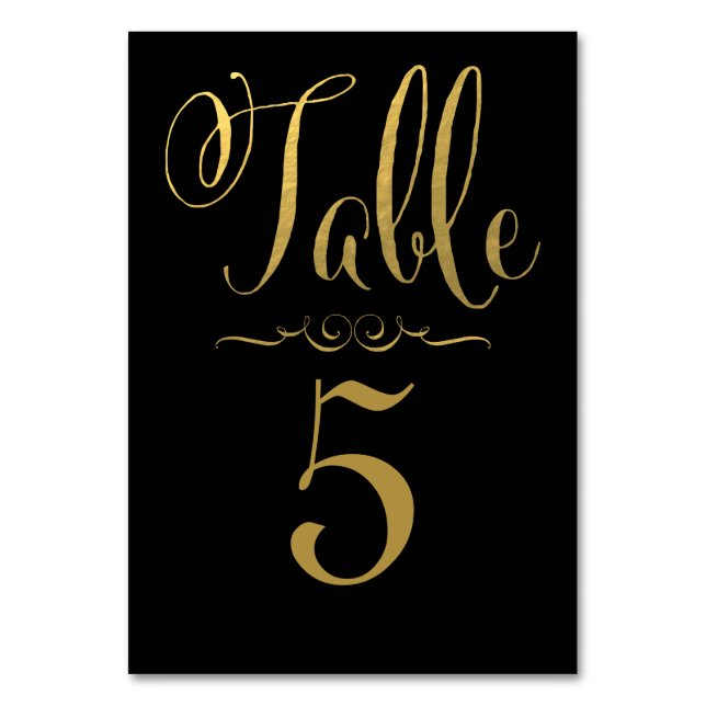 Wedding Table Number Cards Gold Foil Personalized (Front)