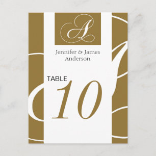 Wedding Table Number Cards Gold Monogram