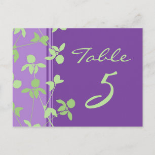 Wedding Table Number Cards Purple Lime Floral