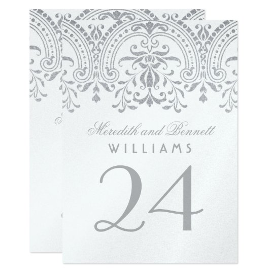 Wedding Table Number Cards | Silve Vintage Glamour