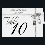 Wedding Table Number Cards Silver Bow Ribbon<br><div class="desc">Wedding Table Number Cards. Fully customizable thank you cards. Add your table number and names to the front. Order one card with each of the numbers on it. You will have 10 different card orders in your cart, one for each table number for 10 tables. Design by Elke Clarke ©2011....</div>