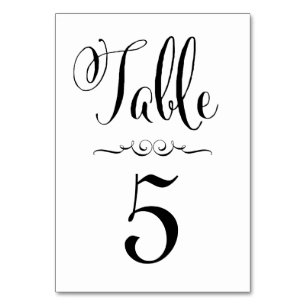 Wedding Table Number Cards Typography Personalized