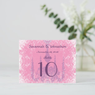 Wedding Table Number Cards Vintage Chandelier Pink
