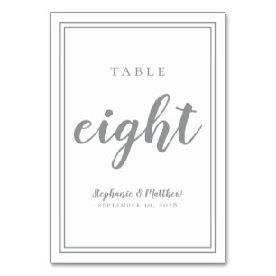 Wedding Table Number Eight Simple   Ultimate Grey