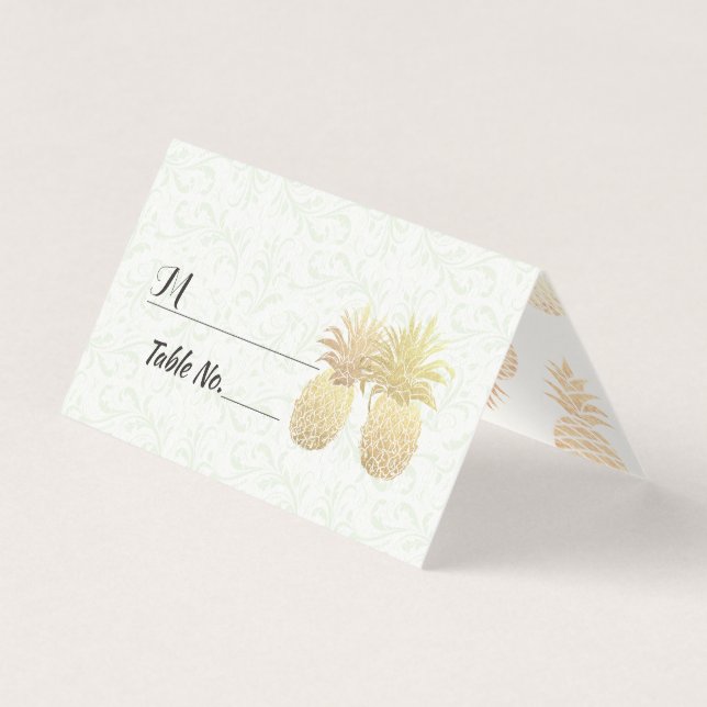 Wedding Table Number Escort Gold Pineapple Couple (Front)