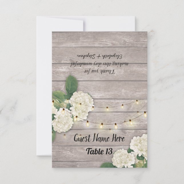 Wedding Table Number Escort Hydrangea Rustic Wood (Front)