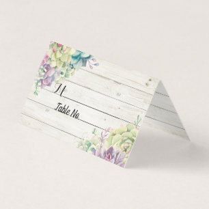 Wedding Table Number Escort Succulents Rustic Wood