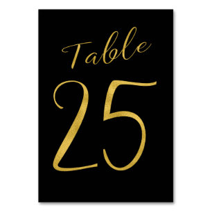 Wedding table number gold glitter black elegant