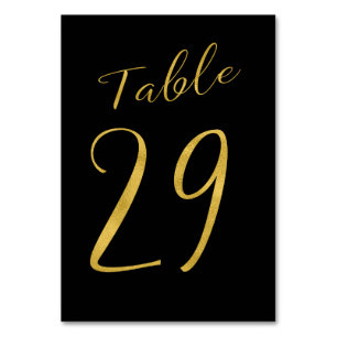 Wedding table number gold glitter black elegant