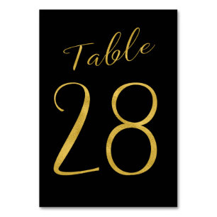 Wedding table number gold glitter black elegant