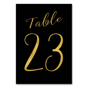 Wedding table number gold glitter black elegant