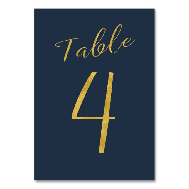 Wedding table number gold glitter navy elegant (Front)